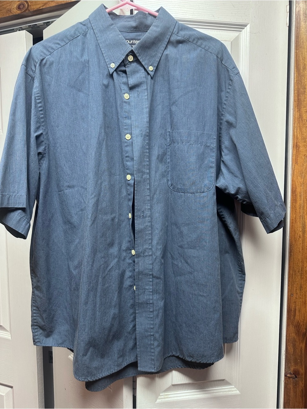 Puritan Short Sleeve Button-Down Shirt - Denim Blue